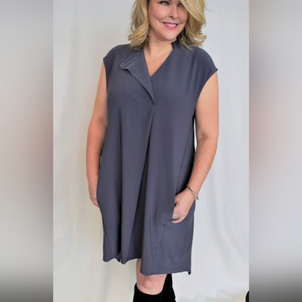 Joseph Ribkoff Sz 16 Sleeveless Stretch Flared Mini Dress Pockets